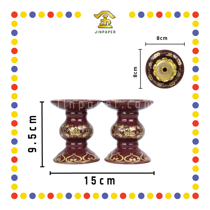 PRAYING CANDLESTICK 朱红唐彩三用烛台(中号)