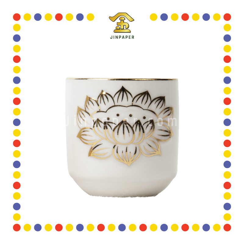 PRAYING CUP 浮雕莲花桶形杯(白)