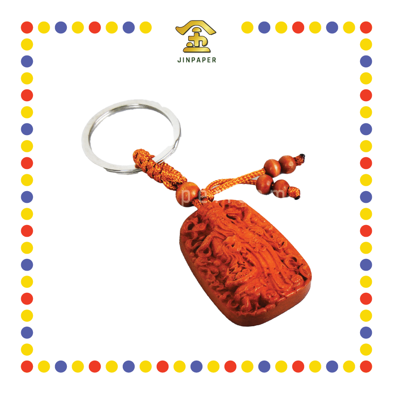 PRAYING STATUE 桃木财神浮雕钥匙扣