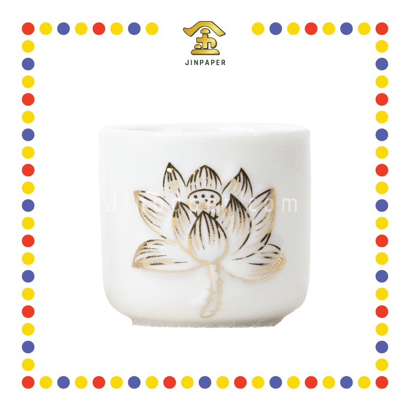 PRAYING CUP 白玉描金莲花小杯