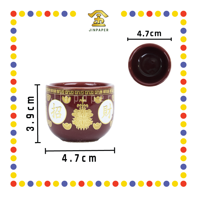 PRAYING CUP 大号旦形杯(描金, 招财)