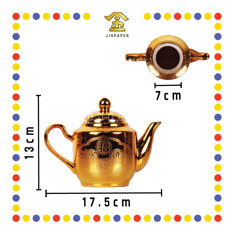 PRAYING TEAPOT 中号沙金金四字茶壶