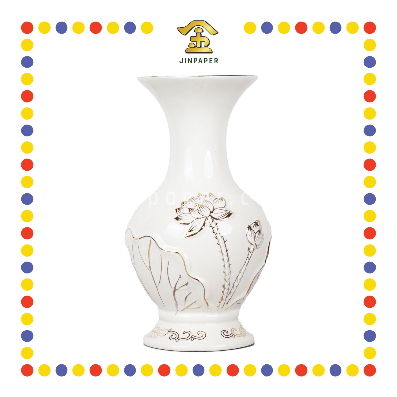 PRAYING VASE 10寸 强化浮雕描金莲花花瓶