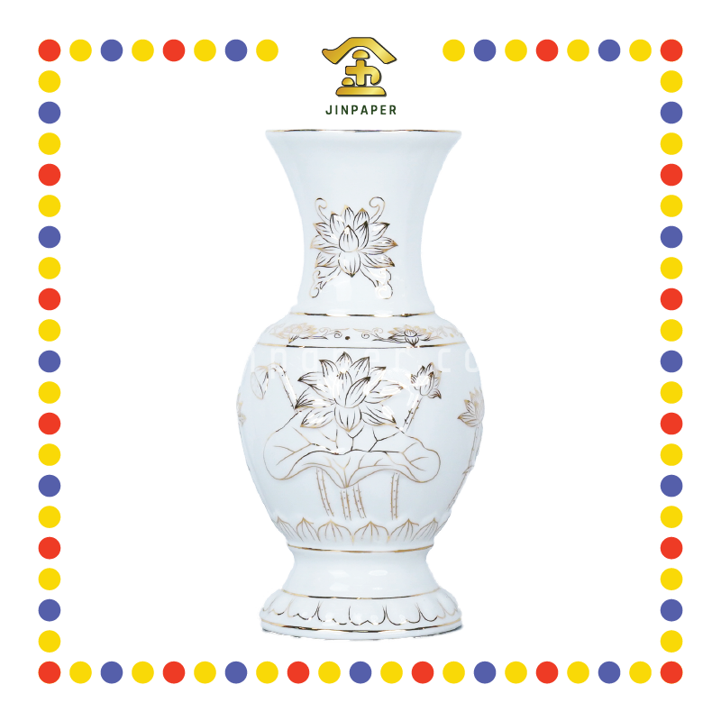 PRAYING VASE 10寸 浮雕莲花花瓶(白)