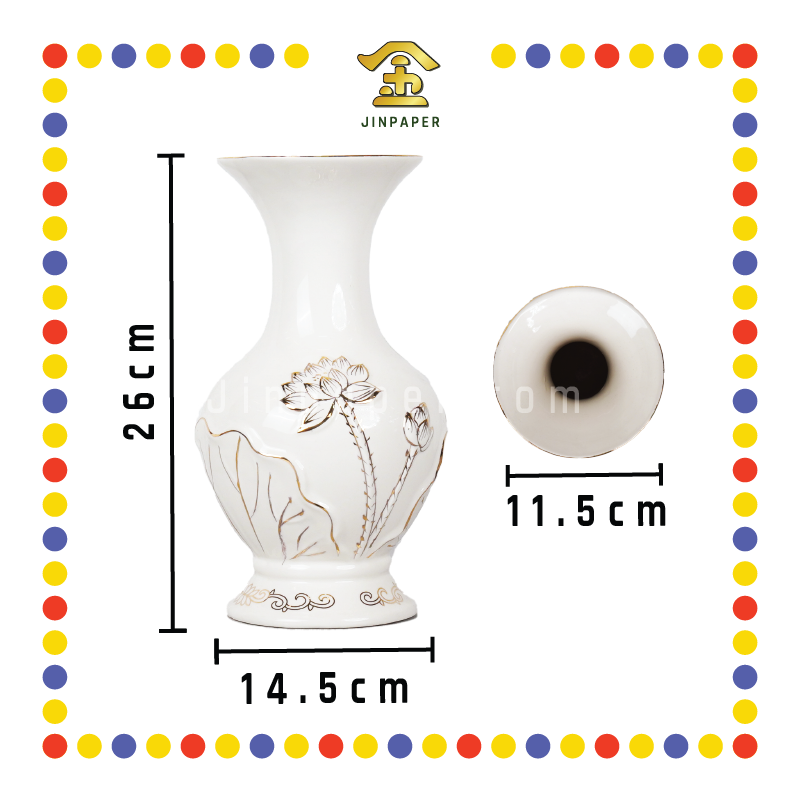 PRAYING VASE 10寸 强化浮雕描金莲花花瓶