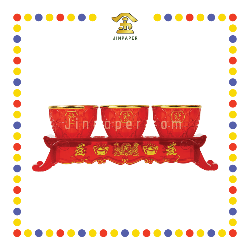 PRAYING CUP 3头水晶富贵发字套杯