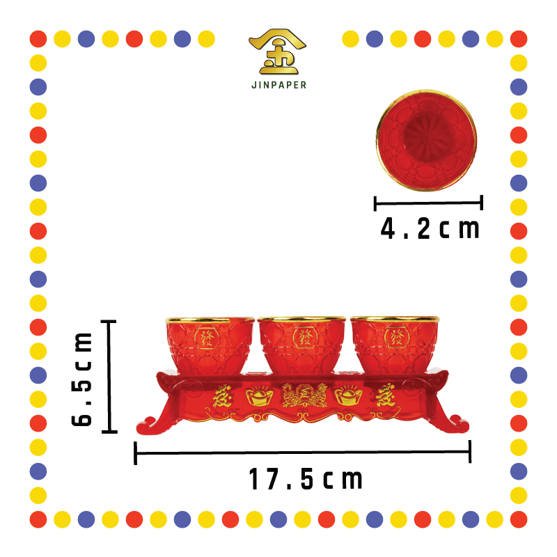 PRAYING CUP 3头水晶富贵发字套杯