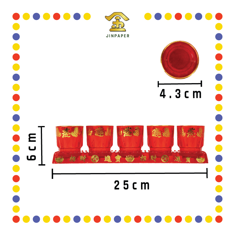 PRAYING CUP 5头水晶高型元宝发财套杯