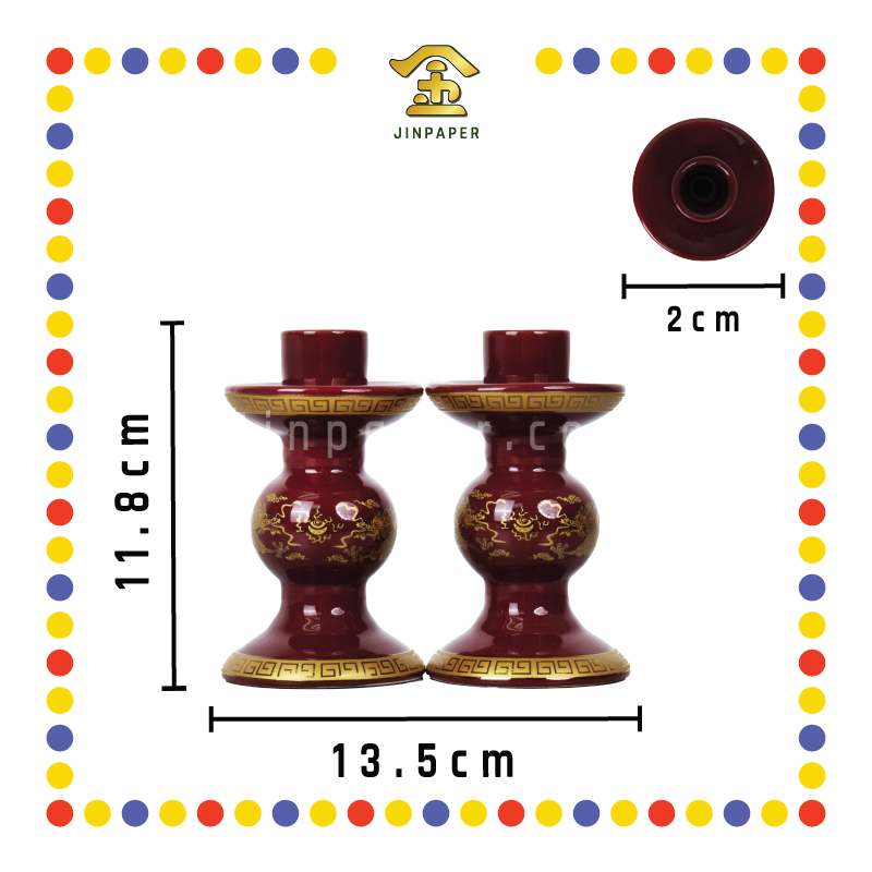 PRAYING CANDLESTICK 5寸【朱红/旗红】双龙双用烛台