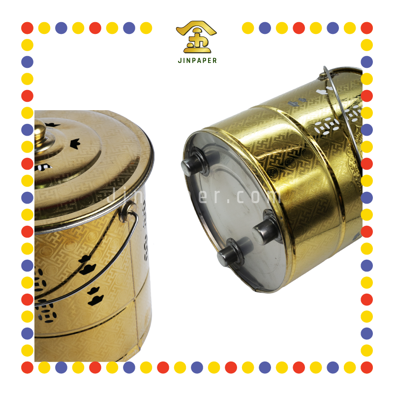 BURNING BIN 财福钛金手提加厚烧金桶【小/大/特大】